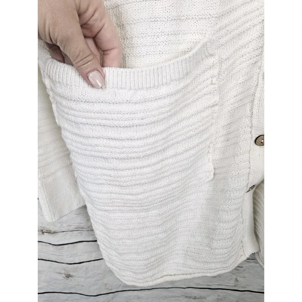 FP Beach Free People Day Dreaming Button Up Sweater Cardigan XL White Cream